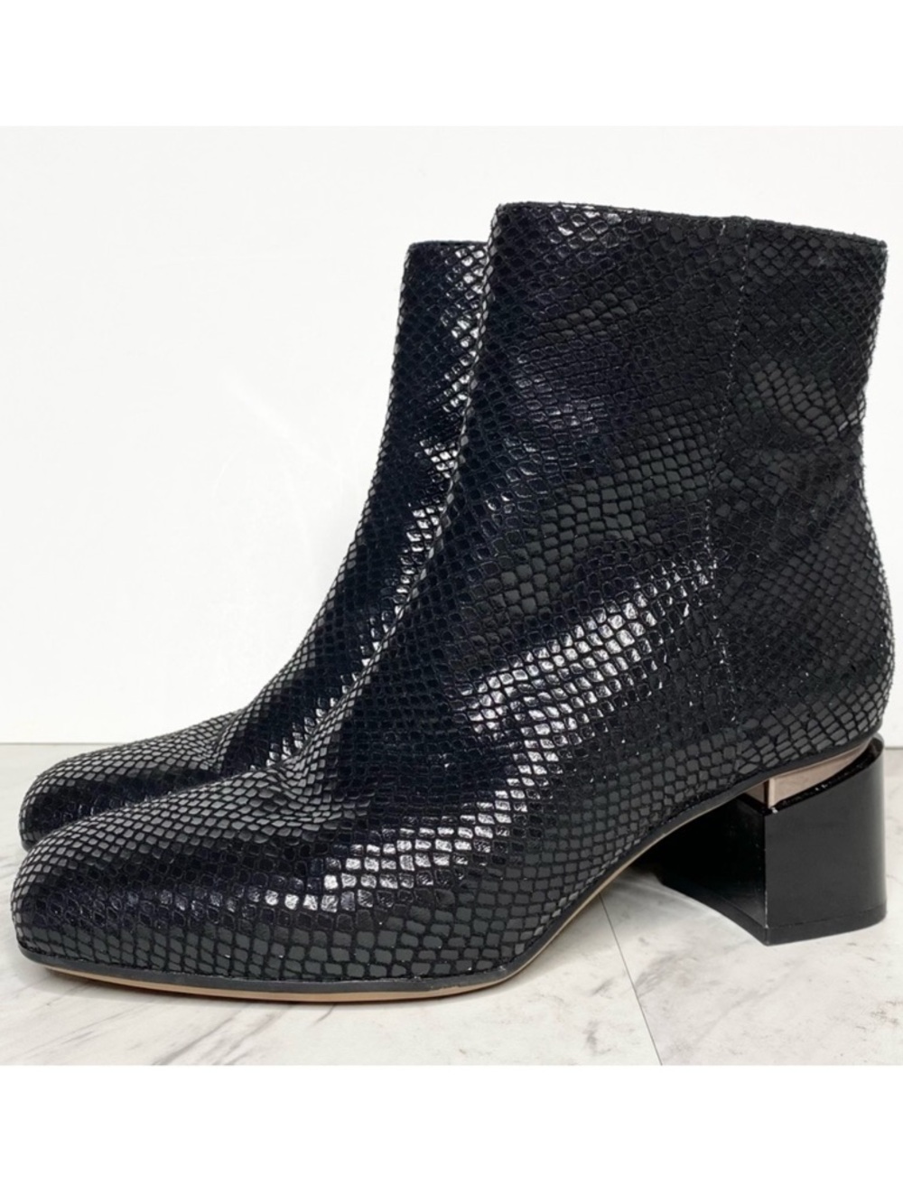 Franco Sarto Marquee Snake Print Square Toe Bootie 6 1/2
